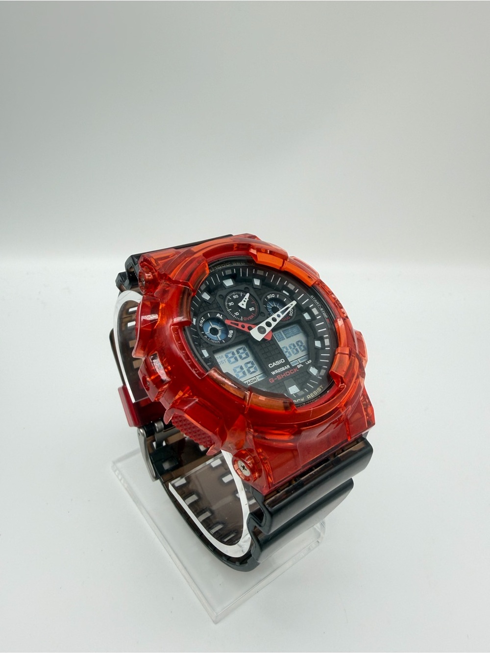 Custom Casio G-SHOCK GA-100 Black & Red Transparent Mod Watch “Cherry Bomb”